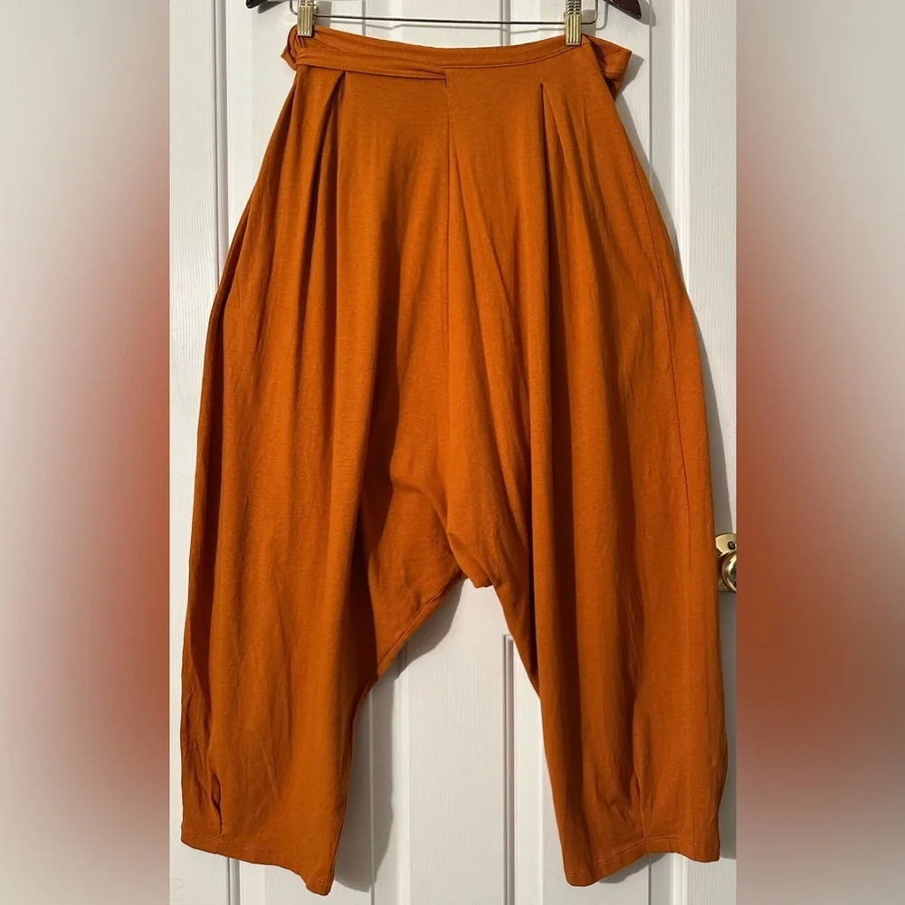 FREE PEOPLE Intimately XS Y2K HipHop Wrap Around Belt Harem Wide Leg Rust Orange - Picture 5 of 9